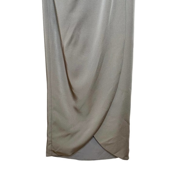 La Femme Gown Ruched Off Shoulder Formal Dress Pewter Sz 2 - Picture 5 of 9